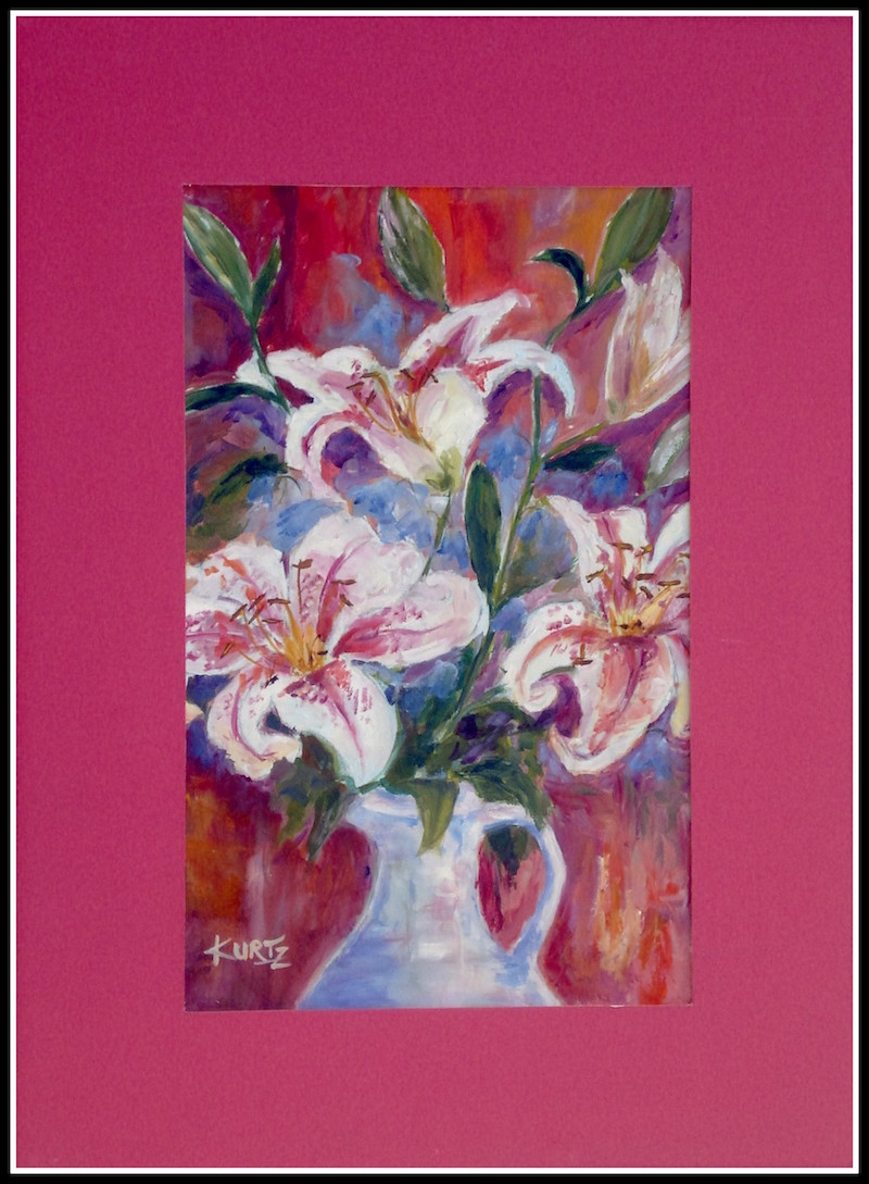 Lilies in White Vase